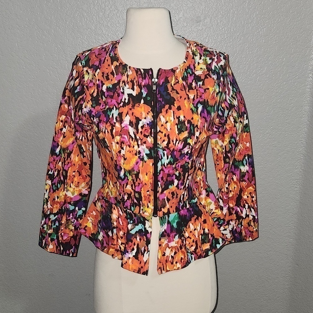 NASTY Gal Bright Color Floral Blazer Size Medium 80's vibe